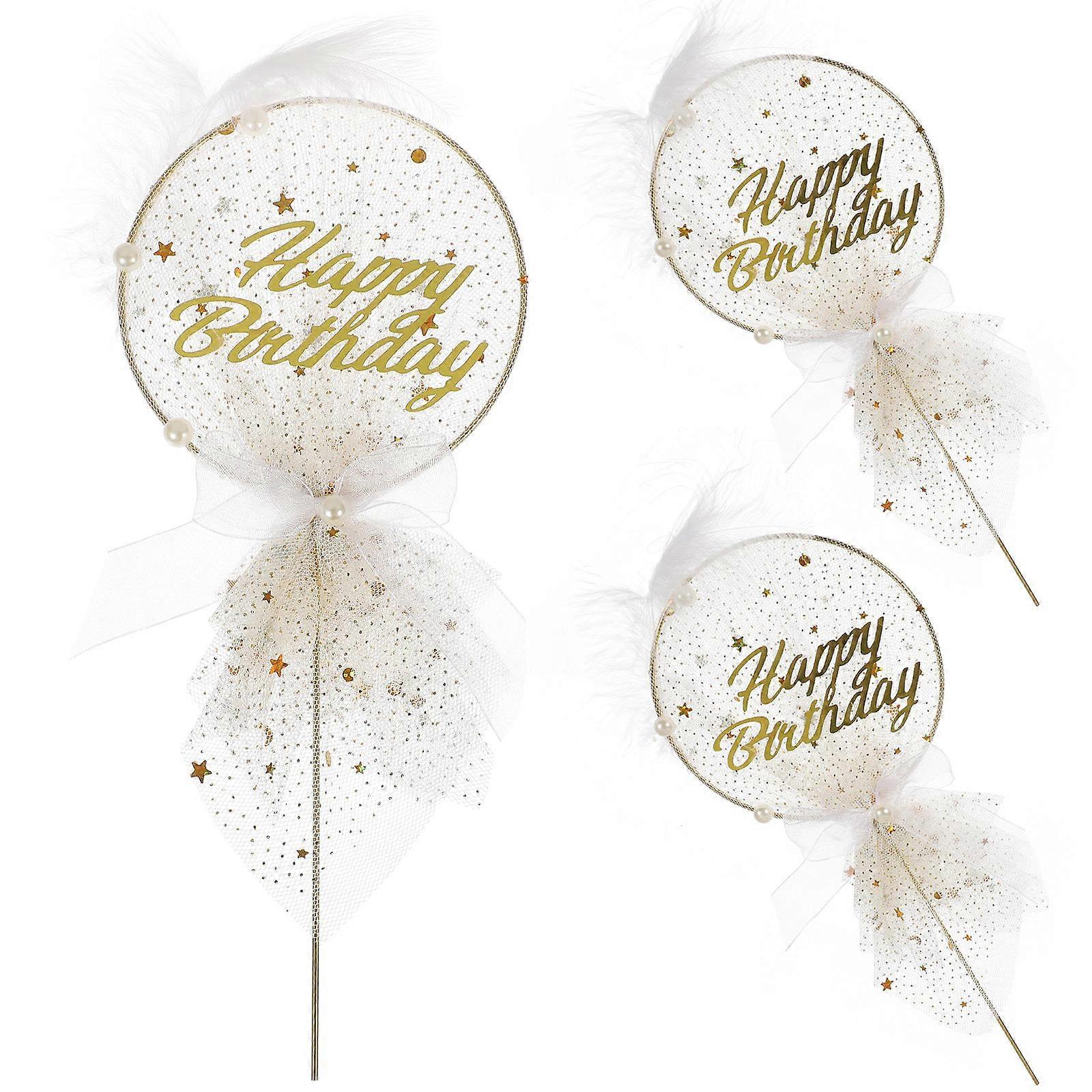 Birthday Cake Picks Iron Bowknot Design for Decor 3Pcs