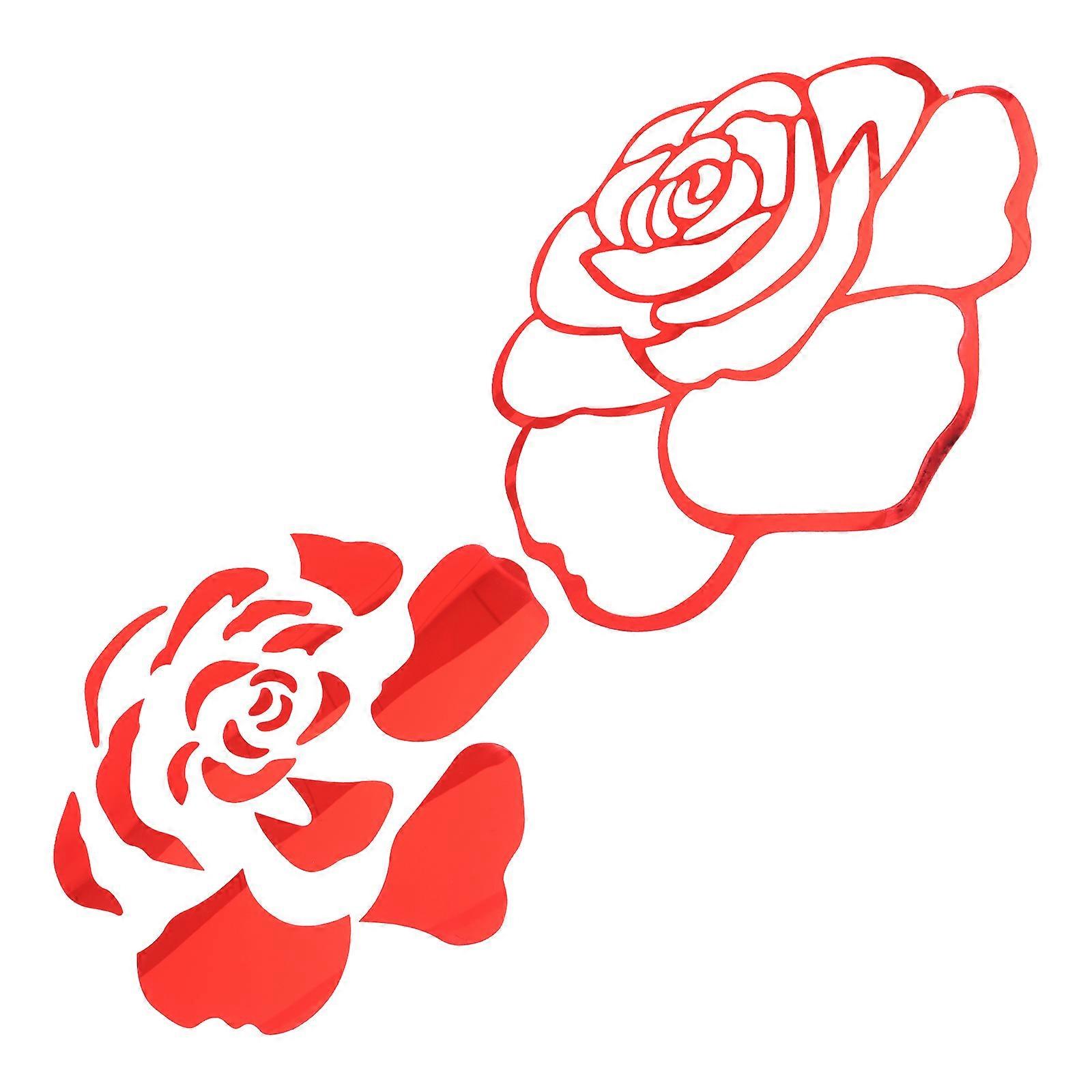 Creative Solid Wall Sticker Rose Design for Decoration 4Pcs Red