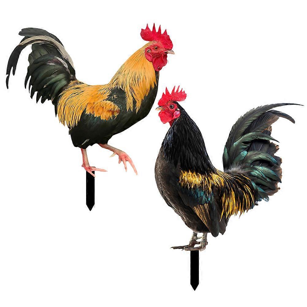 Backyard Hen Insert Acrylic Chicken Stake for Garden Decoration 4Sets
