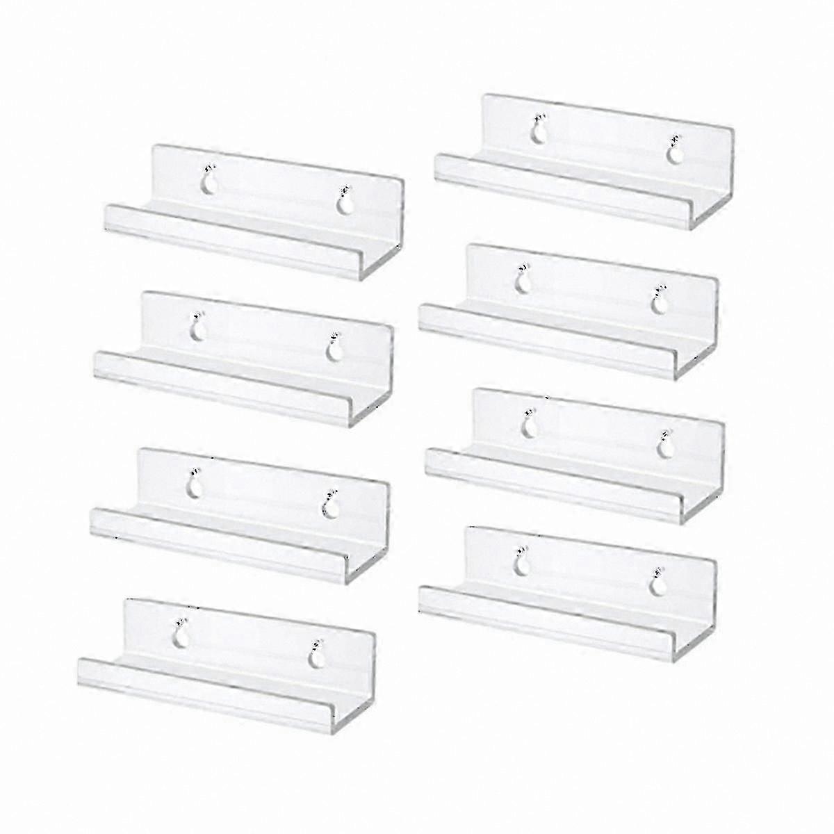 Acrylic Wall Mount Record Display Shelf for Vinyl Albums, 8-Pack Clear Holder Storage Solution