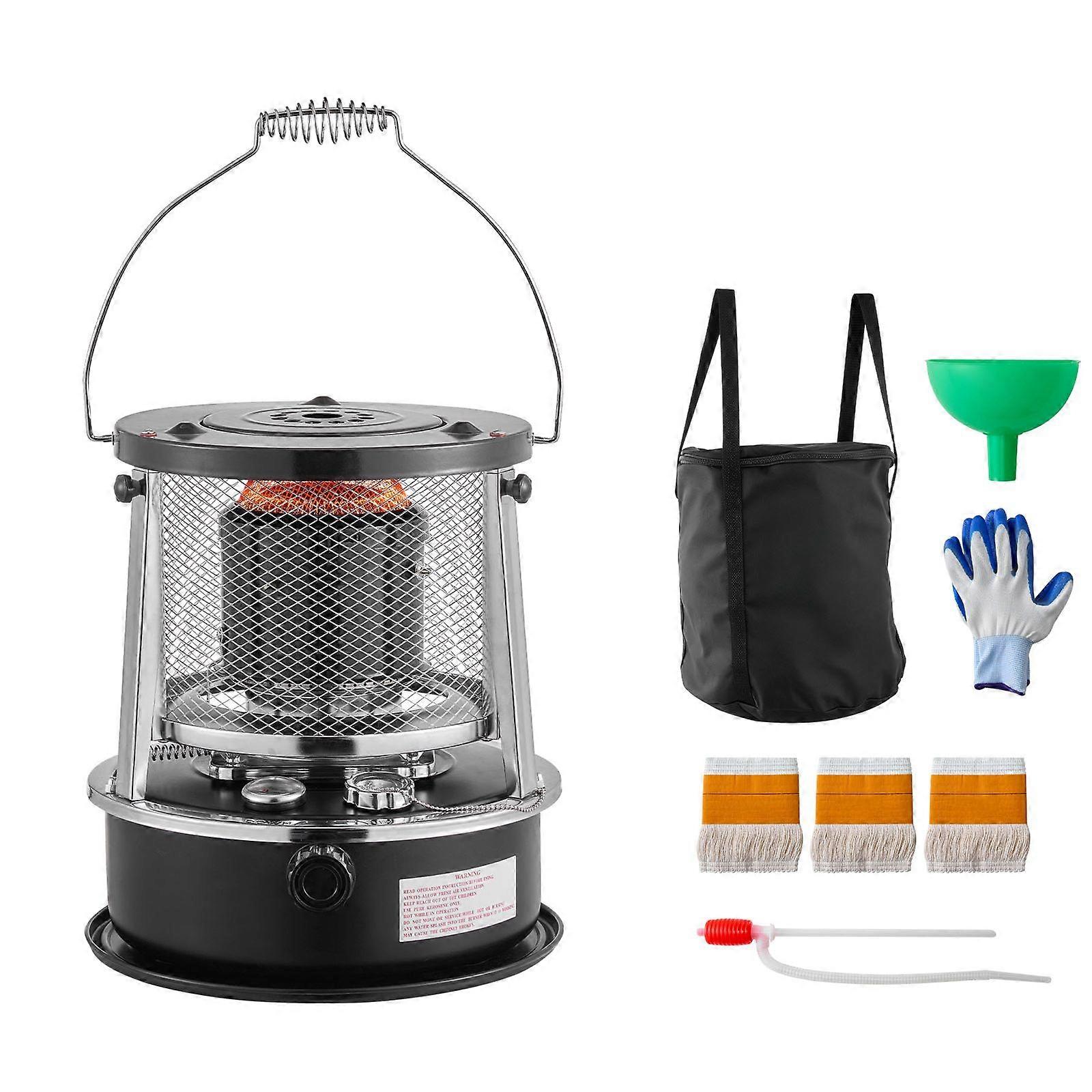 9000 BTU Portable Kerosene Heater & Stove, 2 in 1 Non-Electric Indoor Outdoor Heater with Adjustable Height & Flame, Black