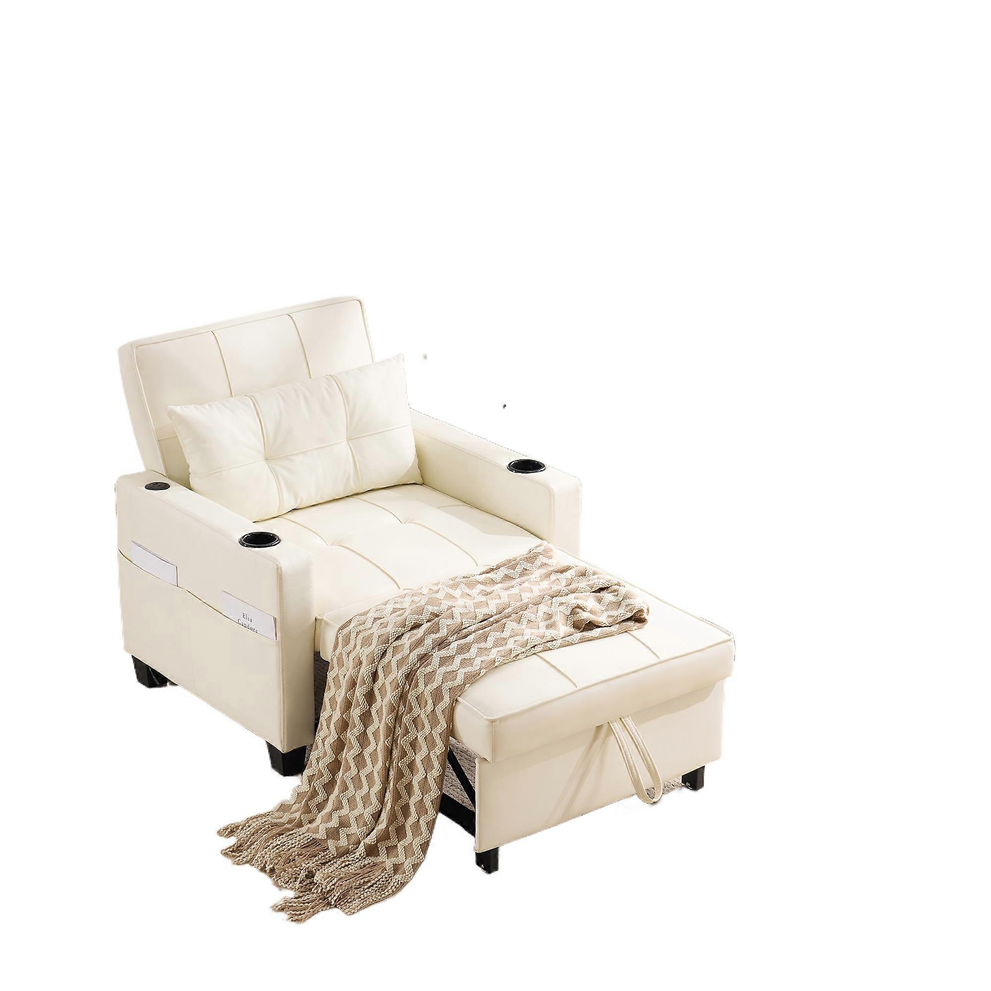 3 In 1 Expandable Sleeper Sofa Chair Cup Holders USB Port Reclining
