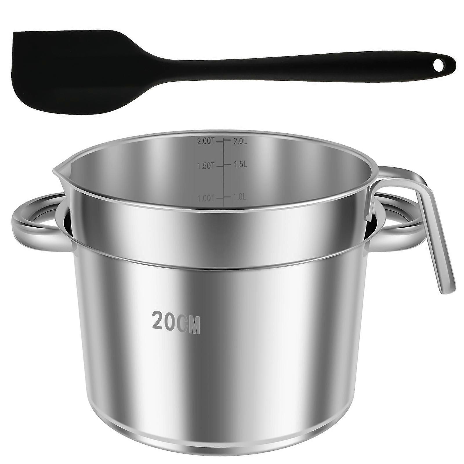 Ensemble de marmites à double bain-marie avec spatule en silicone, marmite à chocolat de 1,82 QT, marmite en acier inoxydable de 2,54 QT pour faire fondre le chocolat, les bonbons et les bougies
