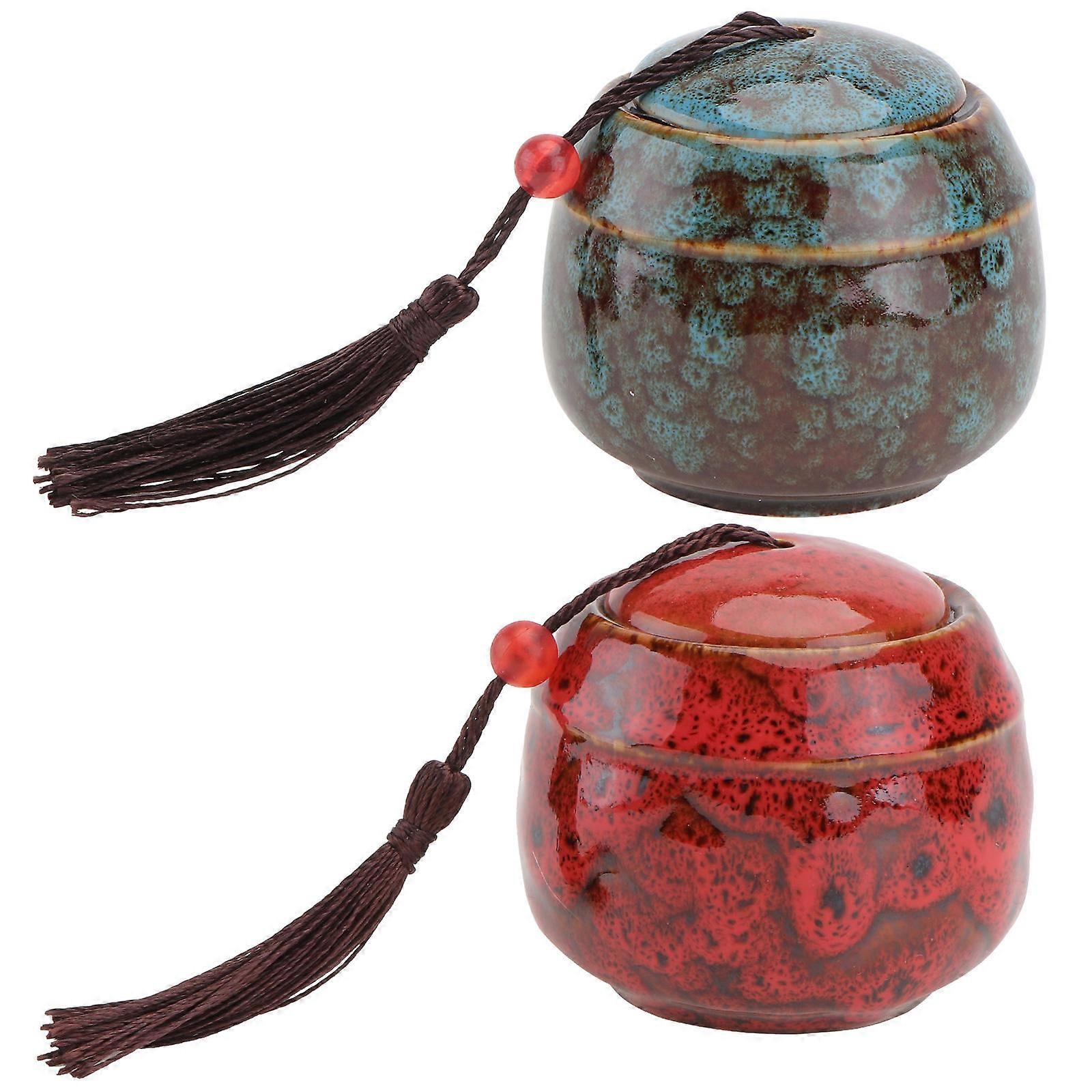 Ceramic Tea Cans for Storage Use 6Pcs with Lid Assorted Color