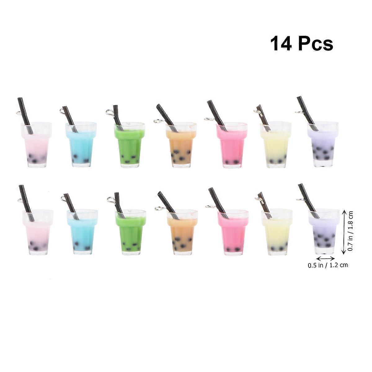 Creative Milk Tea Pendant Keychain 14Pcs Ornaments For Everyday Use Assorted Color Key Holder