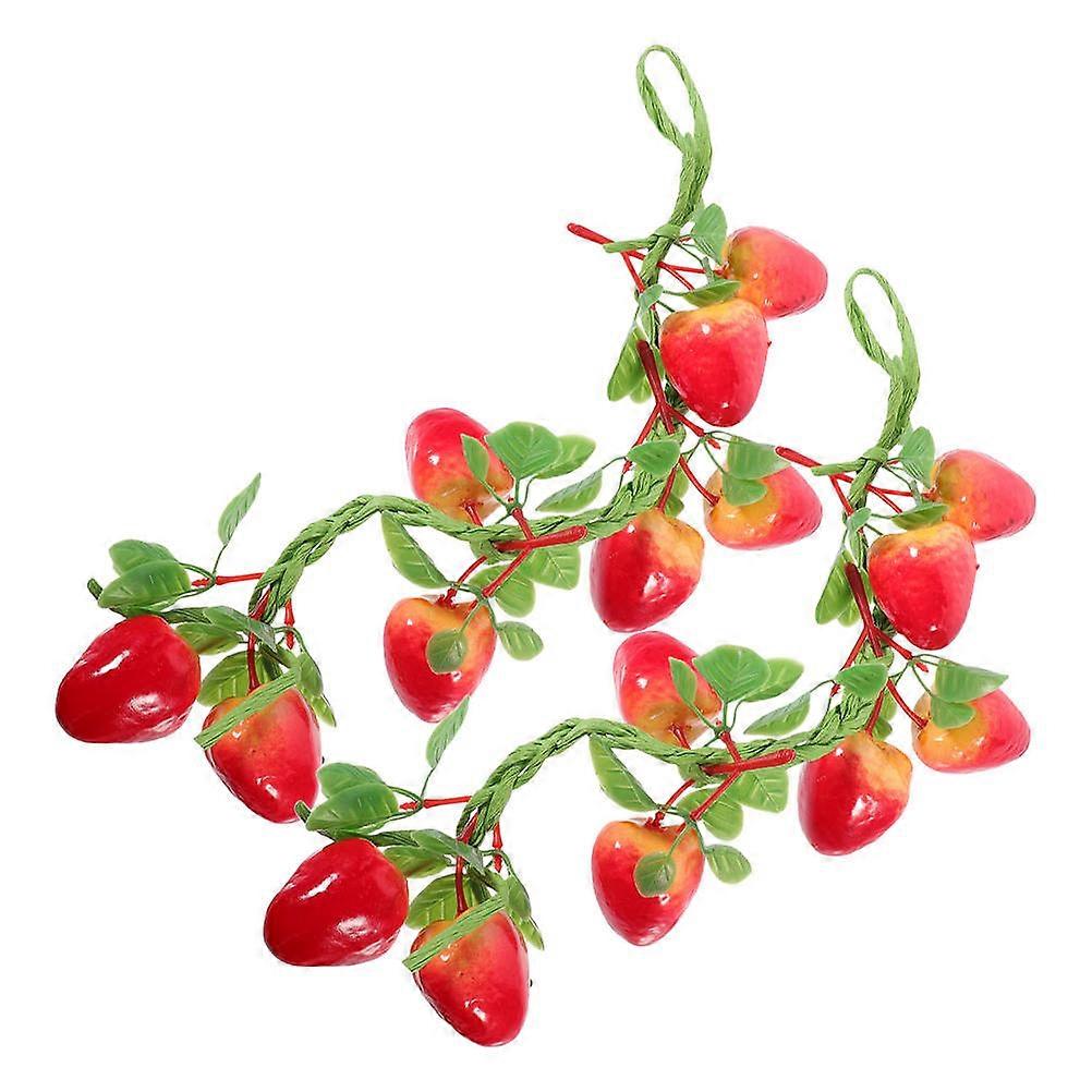 Realistic Artificial Strawberry Garland Vine Photography Prop for Wall Hanging Red Polystyrene Material 2Pcs