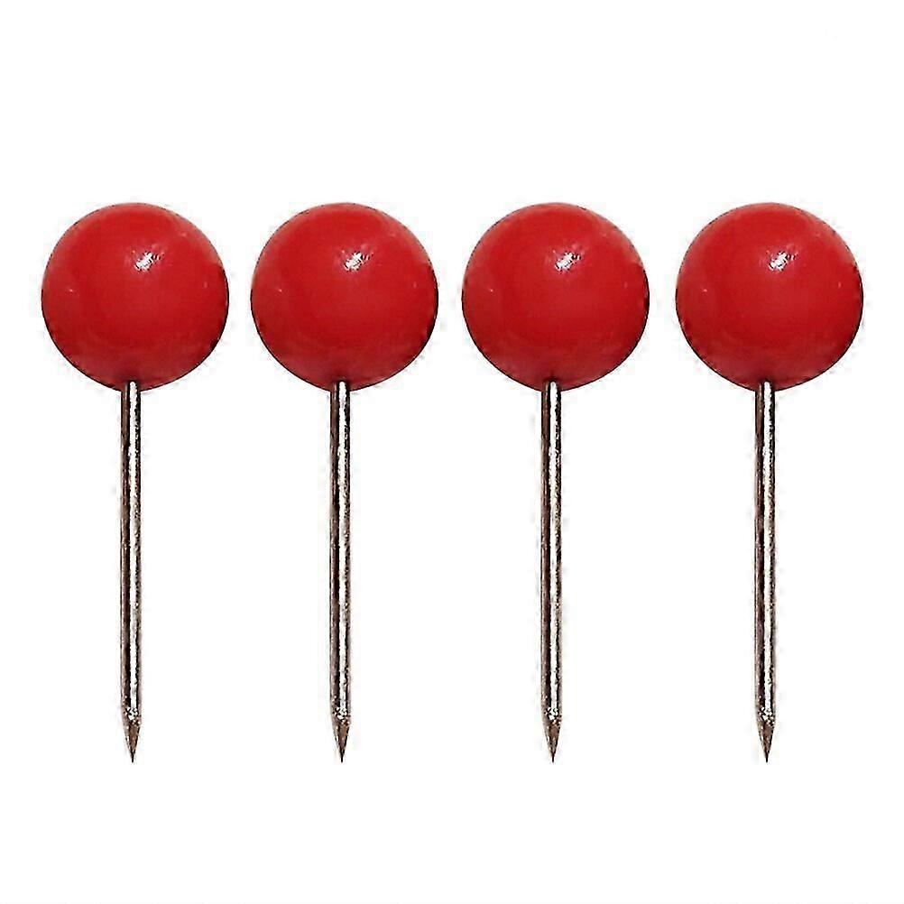 100Pcs Push Round Ball Head Map Tacks with Stainless Point for Office Home Crafts DIY Marking (Red)