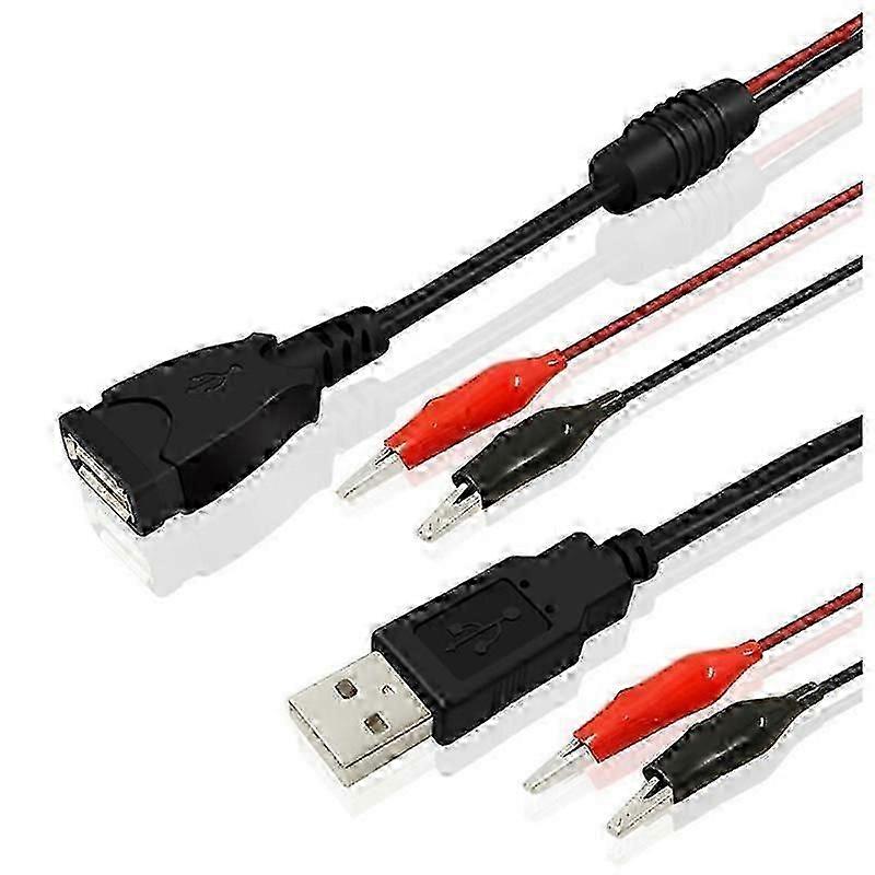 2Pcs USB Alligator Clips Crocodile Wire Male/Female To USB Tester Detector DC Voltage Meter Ammeter
