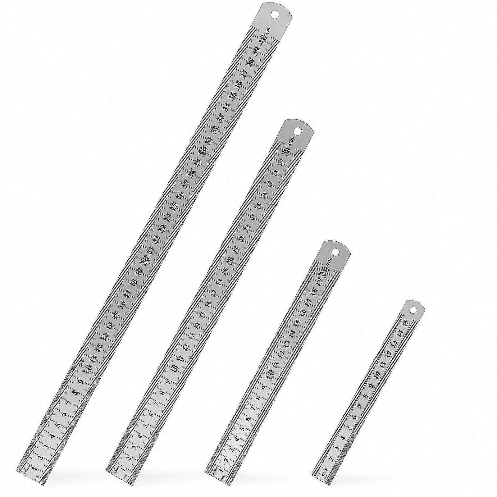 Conjunto de 4 réguas de metal de 6 polegadas para engenheiros com medidas em polegadas e métricas