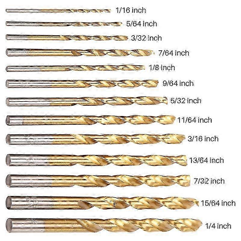 13Pcs Left Handed Drill Bit Set Extractor Drill Bits for Tools Accessories with Titanium Nitride Co--