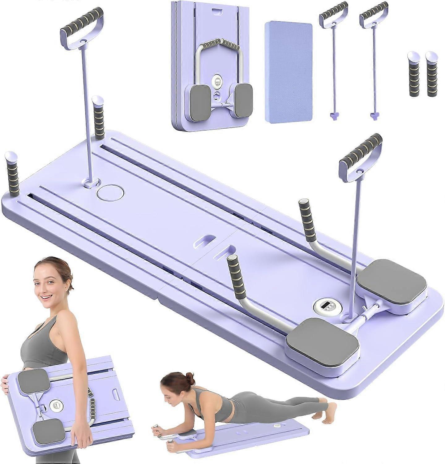 Multifunctional Pilates Reformer Machine Automatic Rebound Mauve FullBody Workout For Core Strength Men Women