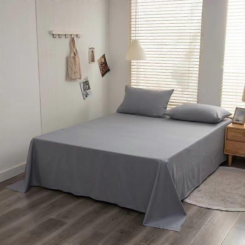 Pure Cotton Bed Single Piece Solid Color Washed Bedspread 245x250 cm Light Gray Suitable For 1.8 m Bed
