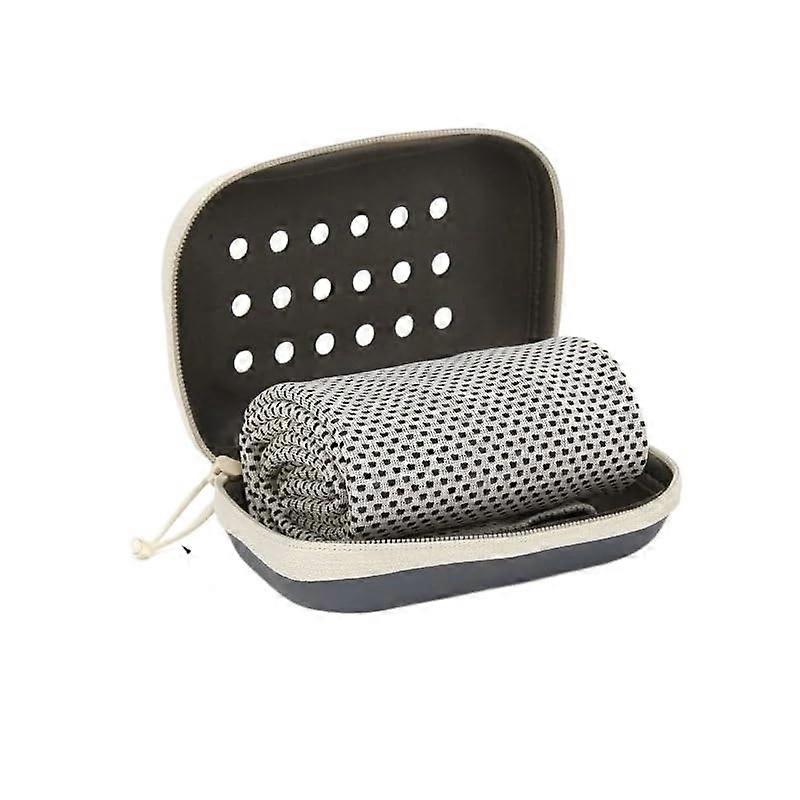 Travel Towel Quick Dry Microfiber Cooling Towel Breathable SweatAbsorbing Grey with Storage Box for Running Yoga Gym