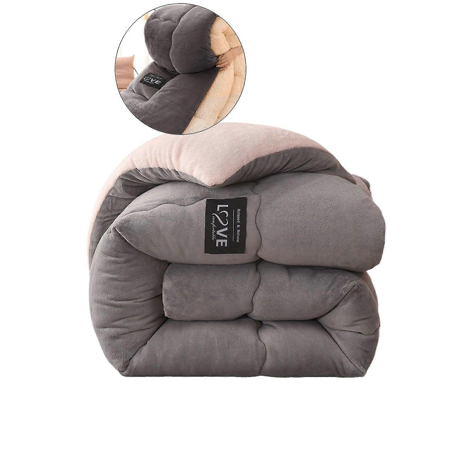 WNFJR King Size Blanket Warm Sherpa Blanket, Soft Fleece Throw Blanket for Bed, Reversible Thick Fuzzy Blanket for Winter(Gray)