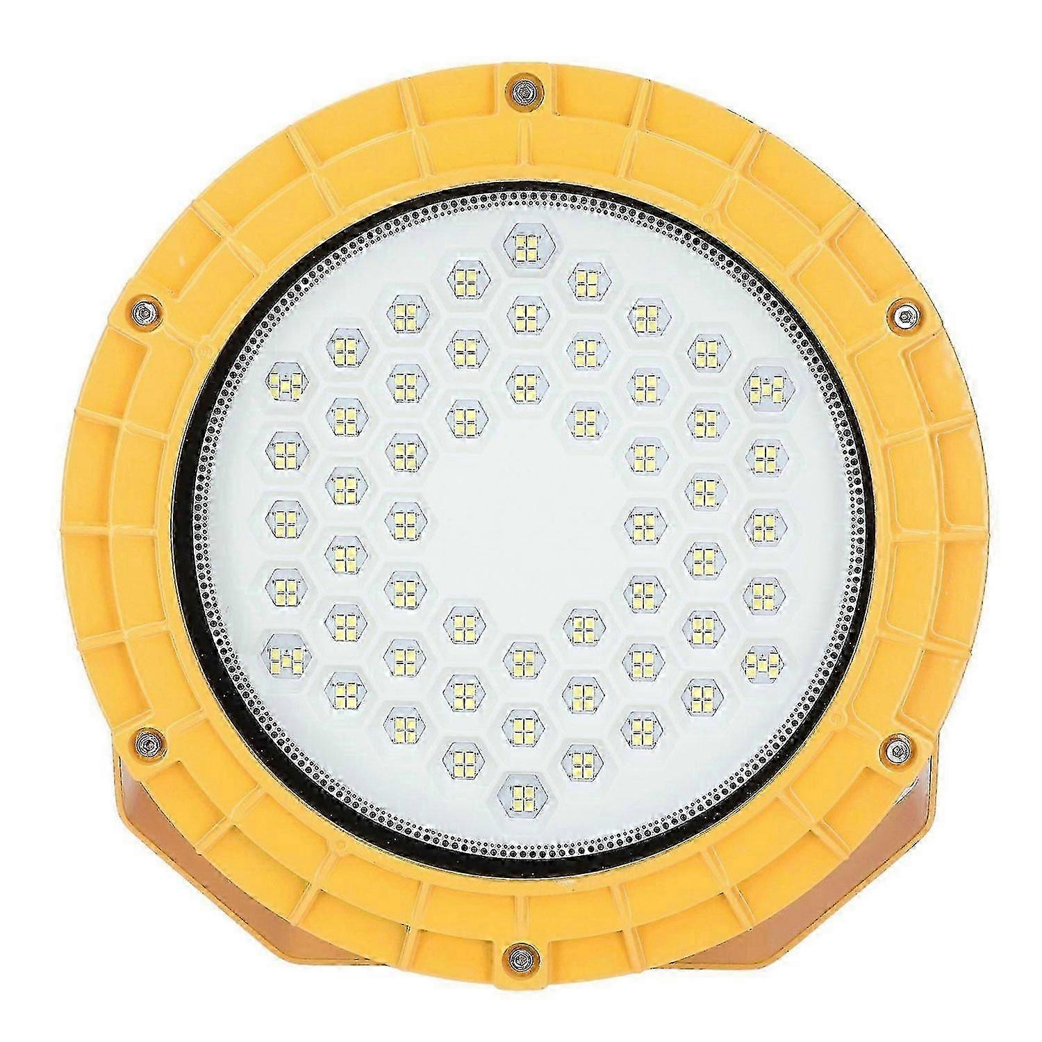 100W 12000LM LED Light Round Tempered Glass Cover Explosion Proof Work Lamp for Factory Tunnel Warehouse Workshop Yellow