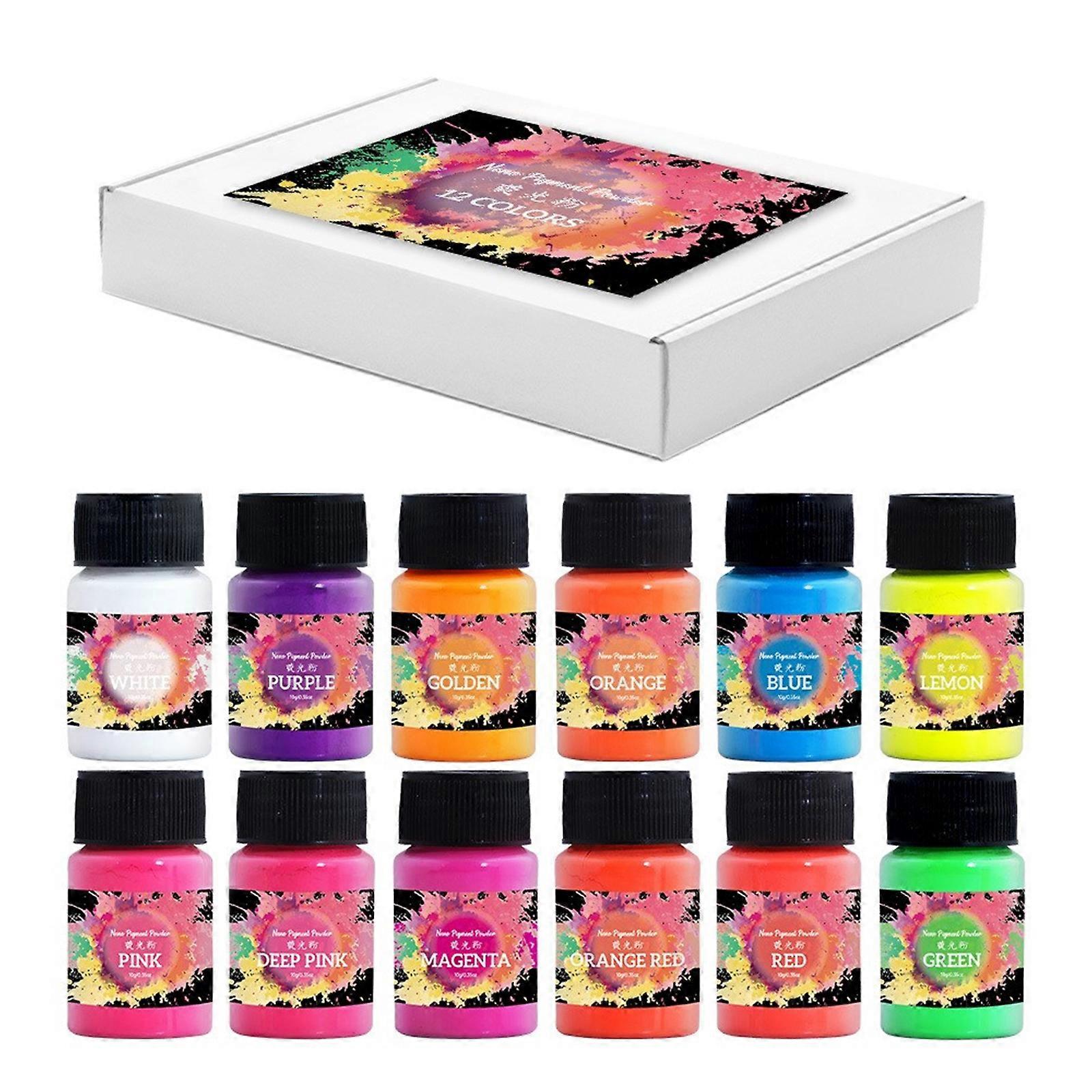 Multipurpose 12 Color Fluorescent Powder for Creations and Art Projects Supplies Suitable for All Skill Levels Multicolor