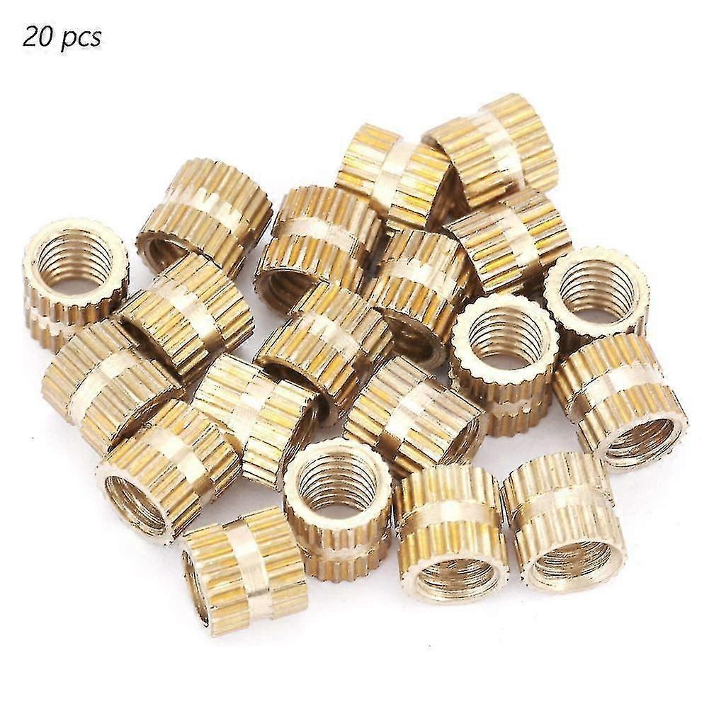 20pcs M5 Cylindre en laiton moleté rond moulé dans l’insert écrous intégrés (m5 * 6 * 6.3)