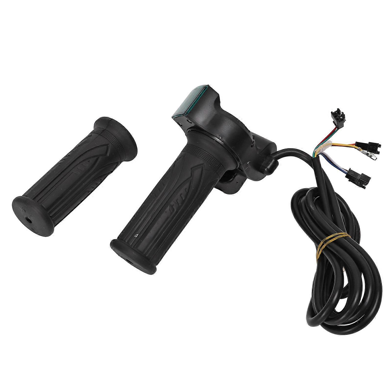 1Pair Handlebar Throttle Twist Grip Twist Throttle Accelerator Handle Grip with Red Font Display for Electric Bike Accessories