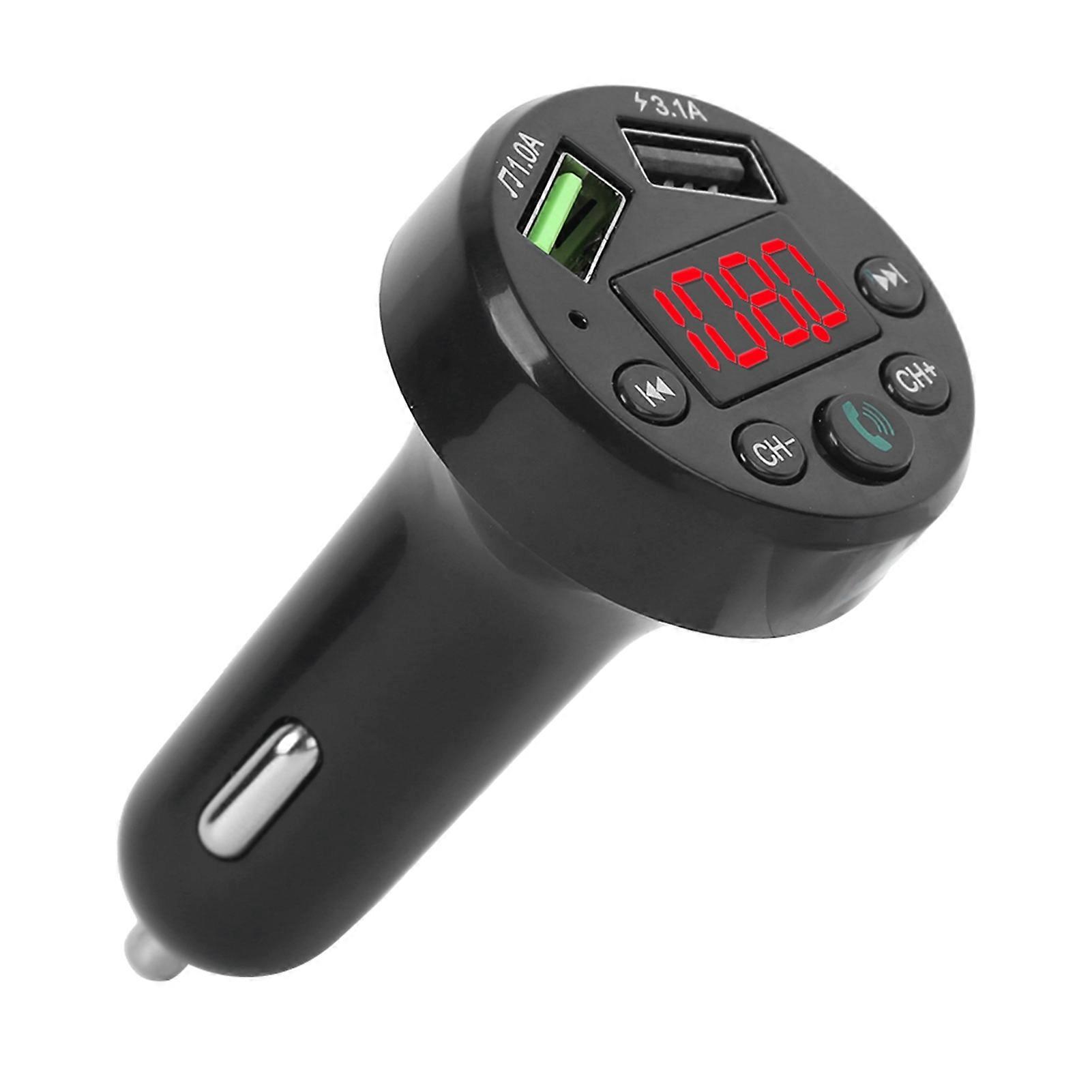Hands-free car FM transmitter with stereo audio output