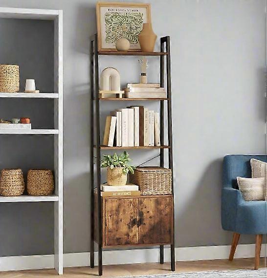 Industrial 4-tier Shelf Ladder With Cupboard