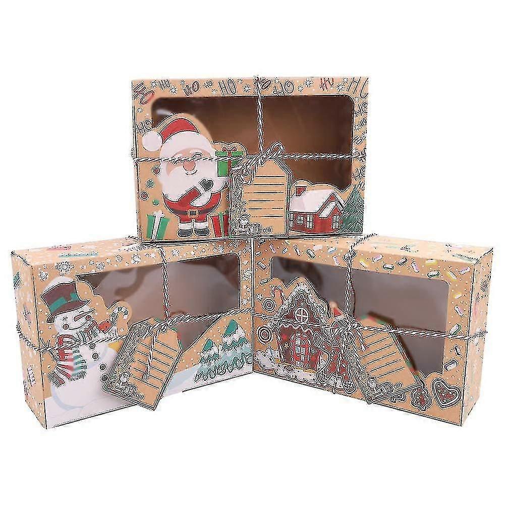 12 Pcs Christmas Cookie Boxes Cupcake Boxes With Clear Window Paper Diy Gift @BUGU