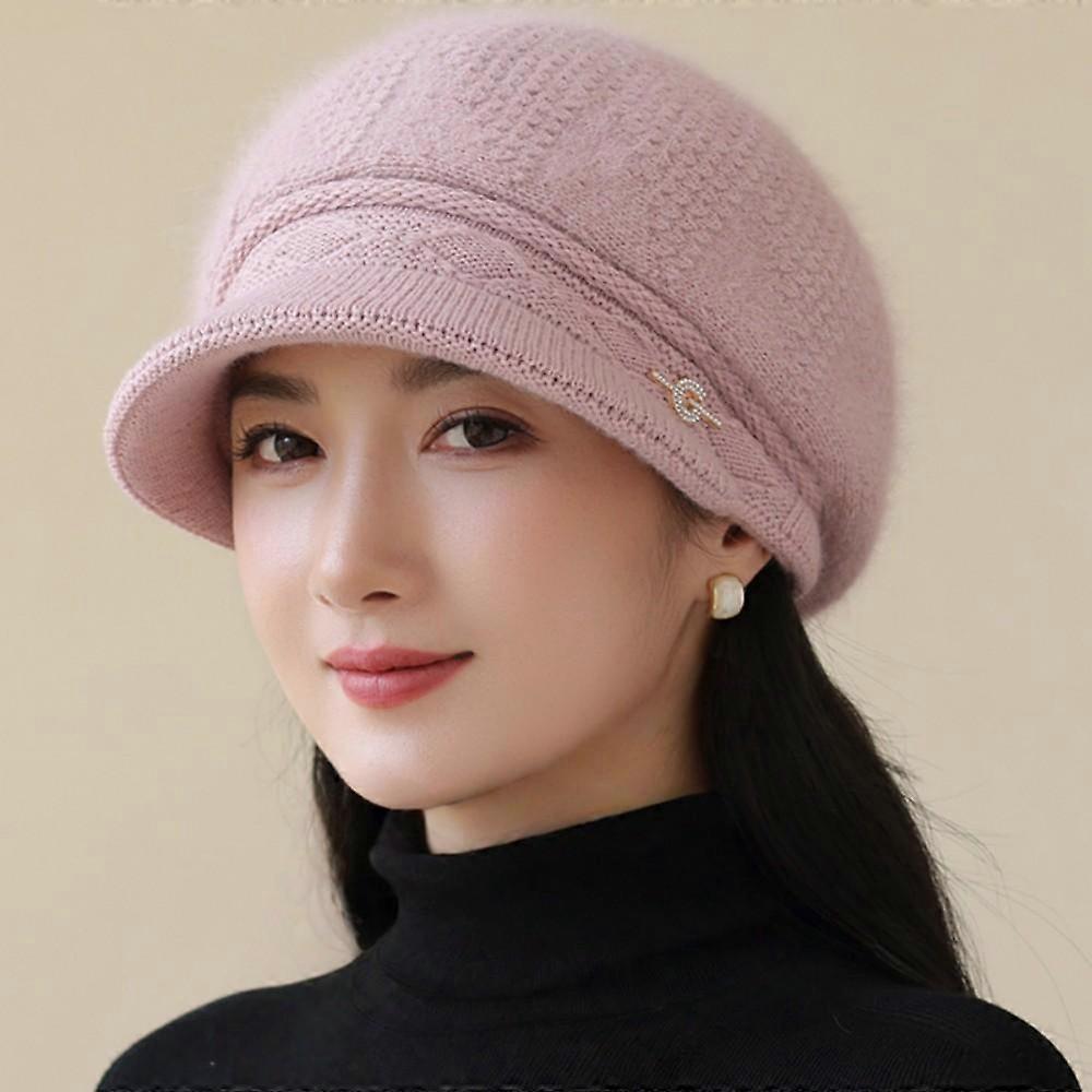 New Women Fashion Winter Warm Hat Plush Fur Lined Dandy Hats For Women Casual Rabbit Fur Blend Streetwear Knitted Hat