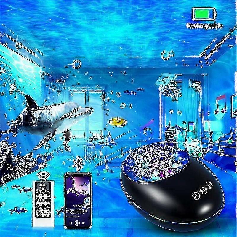 Projector Night Light With Remote Control And Timer, Usb Rechargeable, Bluetooth Projector Lamp With 8 Color Modes And 8 Nature Melodies Compatible Ki