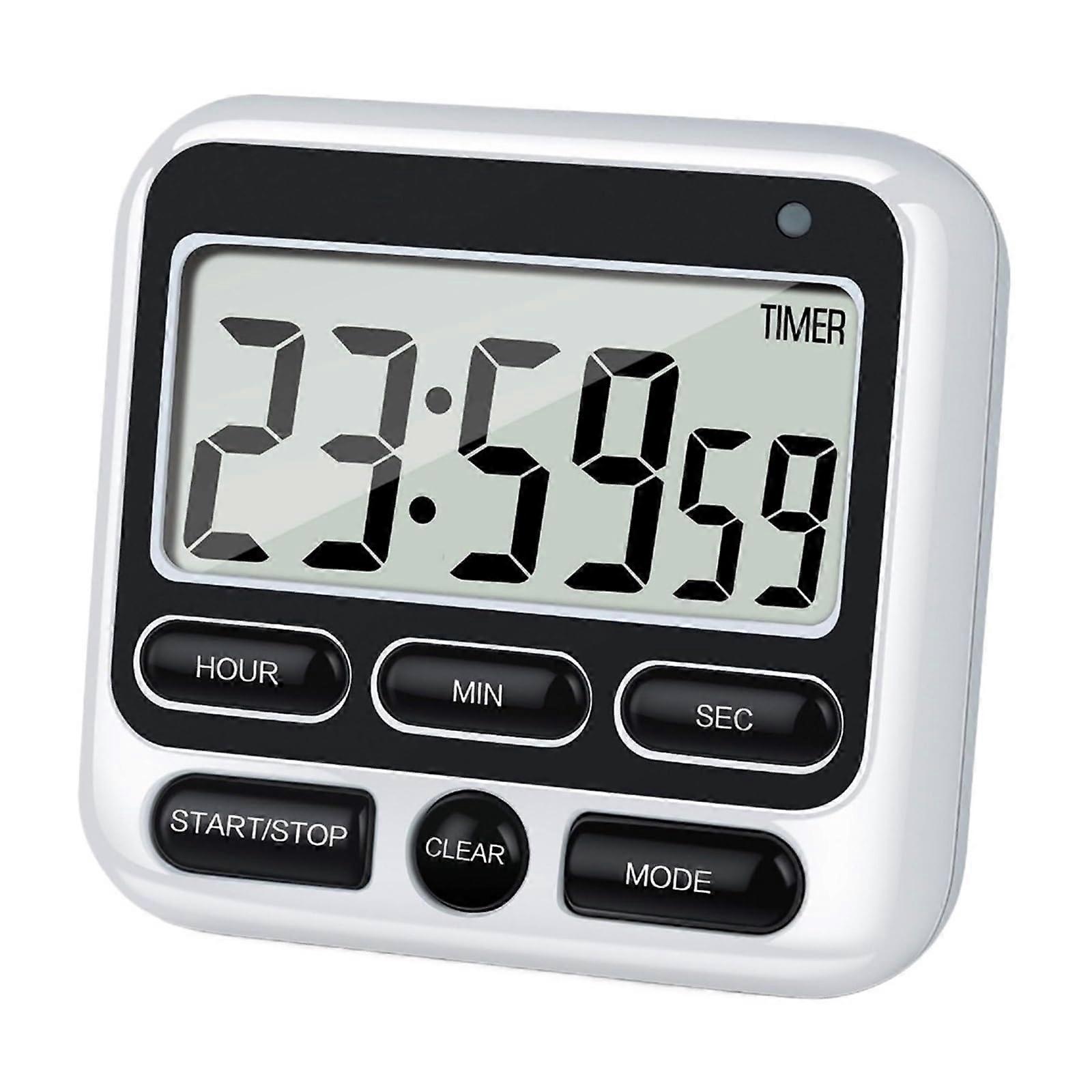Digital Kitchen Timer with LCD Display, Mute/Loud Alarm, 24 Hour Clock for Cooking (Black)