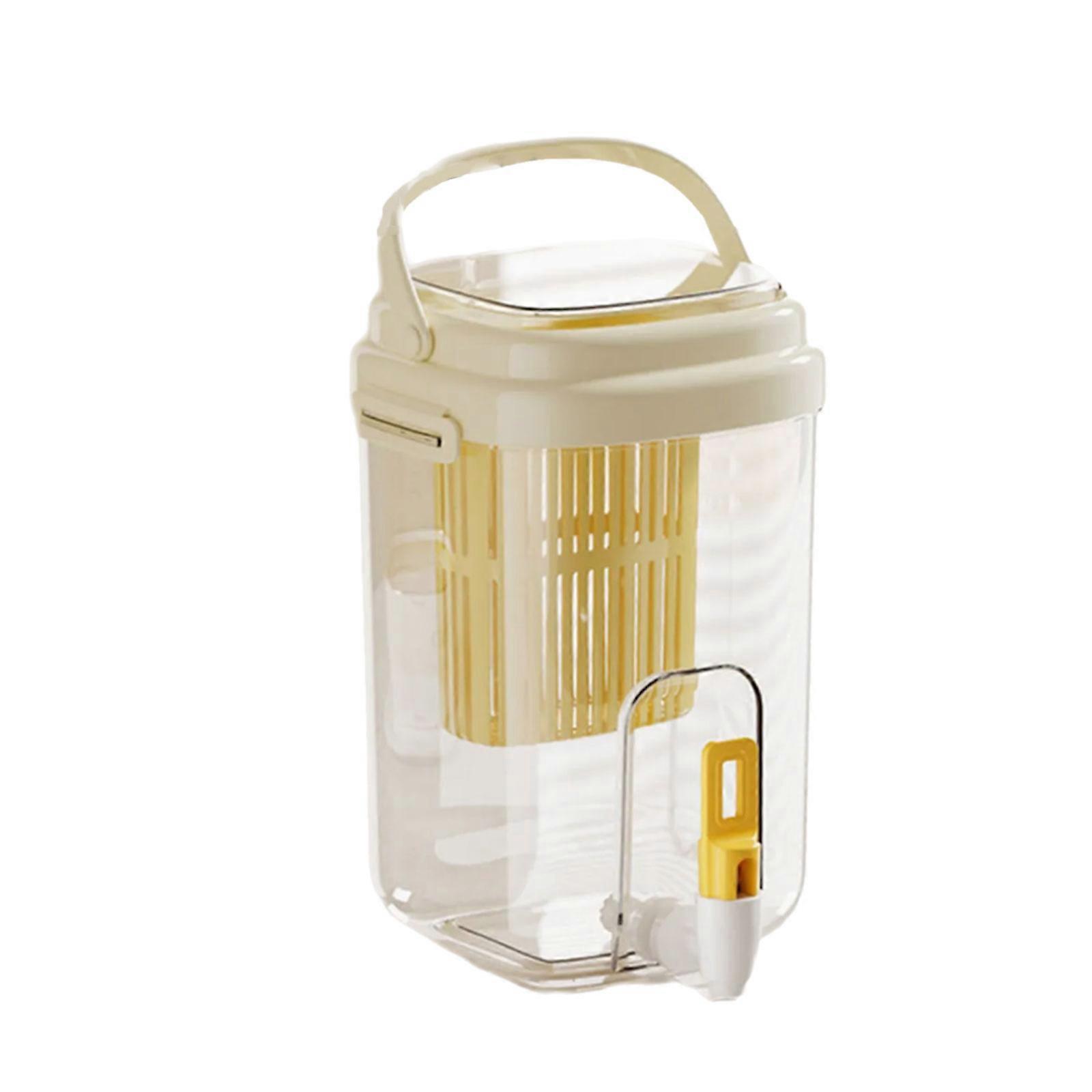 Beverage Dispenser with Tap Leak Proof Plastic Cold Drink Container with Spigot Large Capacity Pitcher for Refrigerator  Yellow