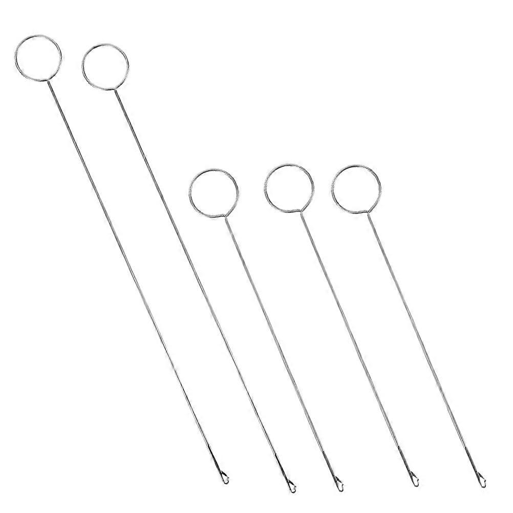 Metal Long Tongue Threader Tool for Sewing Use Silver 5Pcs Set