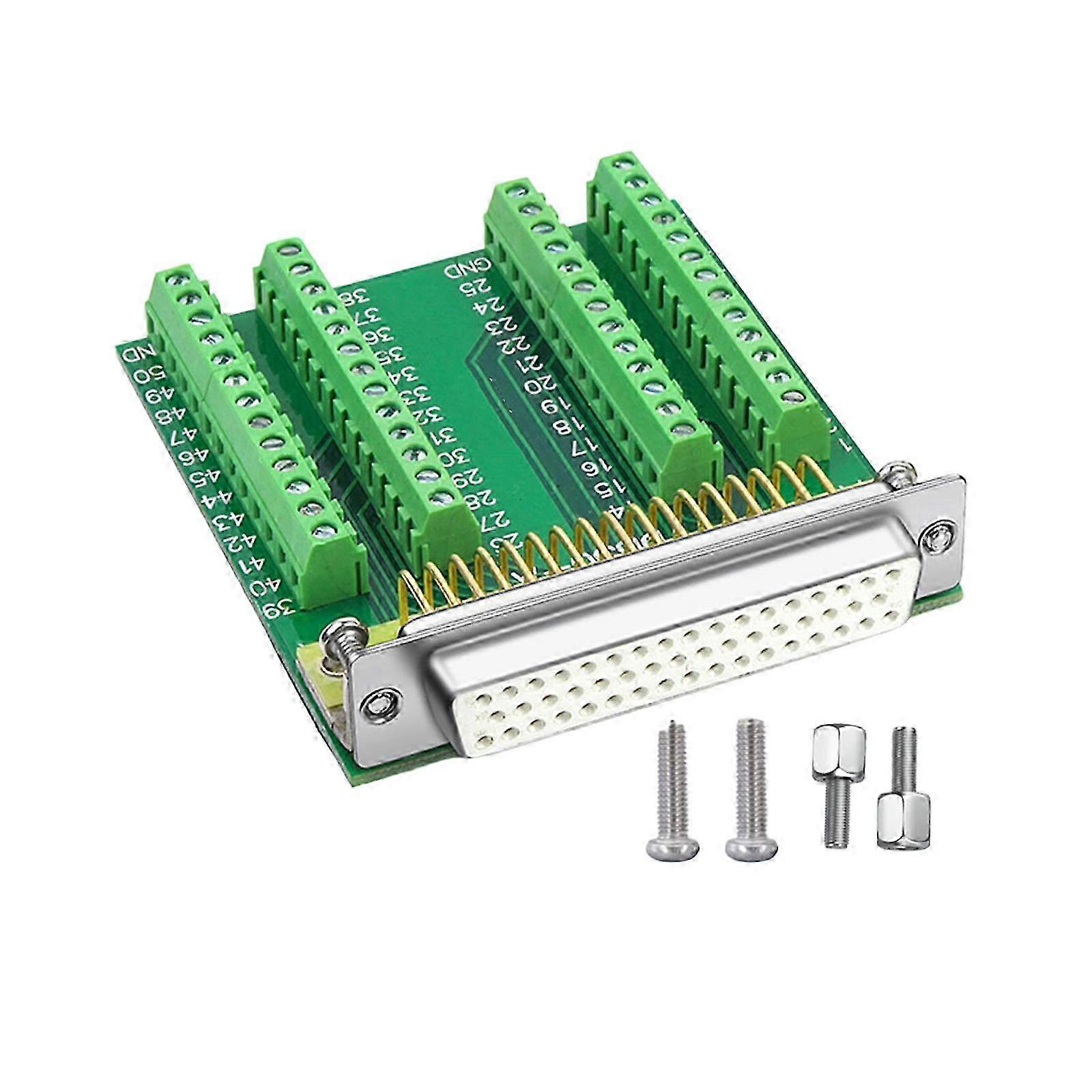DB50 Female/Male Connector to Terminal Block Board 50Pin Adapter Module with Bolts Nut Hardware