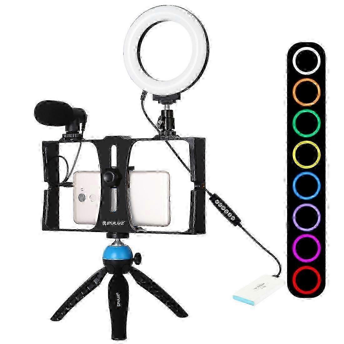 PULUZ Vlogging Rig+4.7 inch RGBW Light+Microphone+Tripod Kit