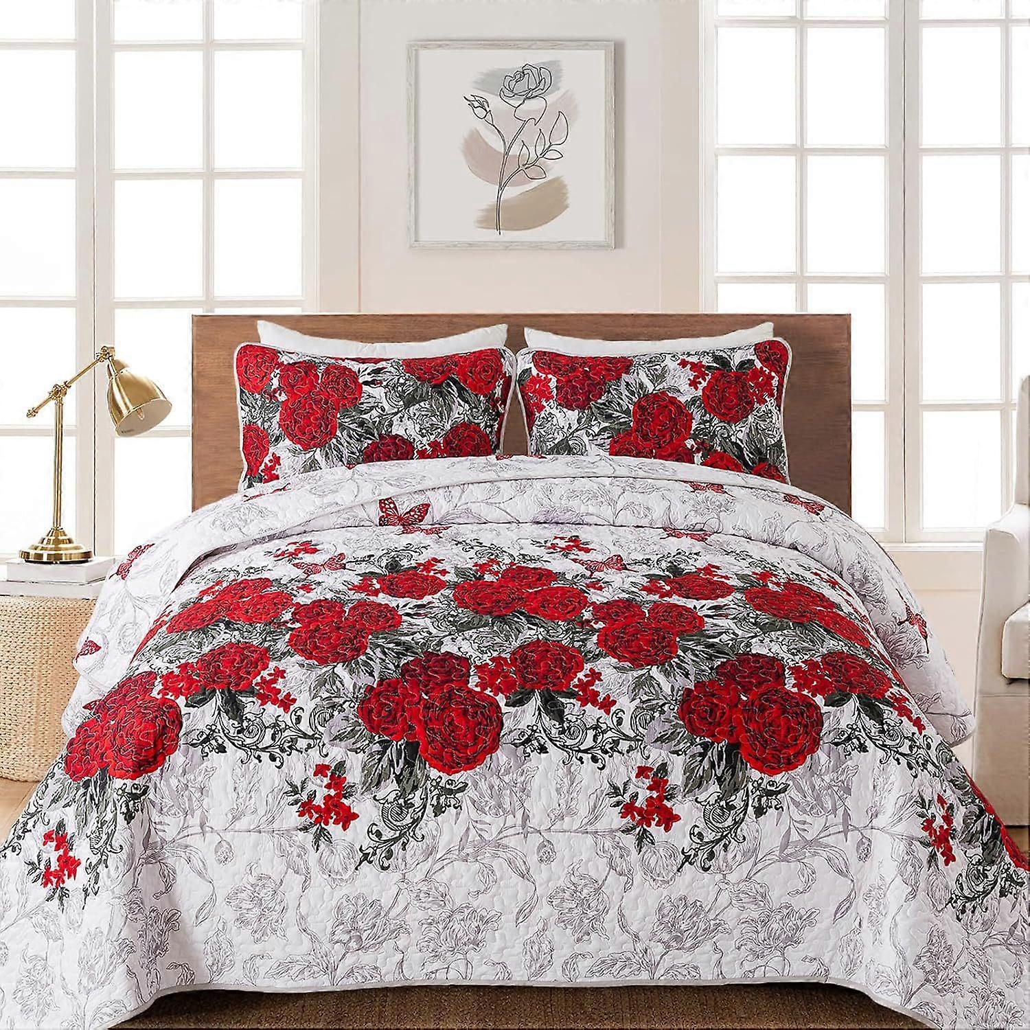 Multi-patterned Valentine's Day brushed three-piece bedding set making