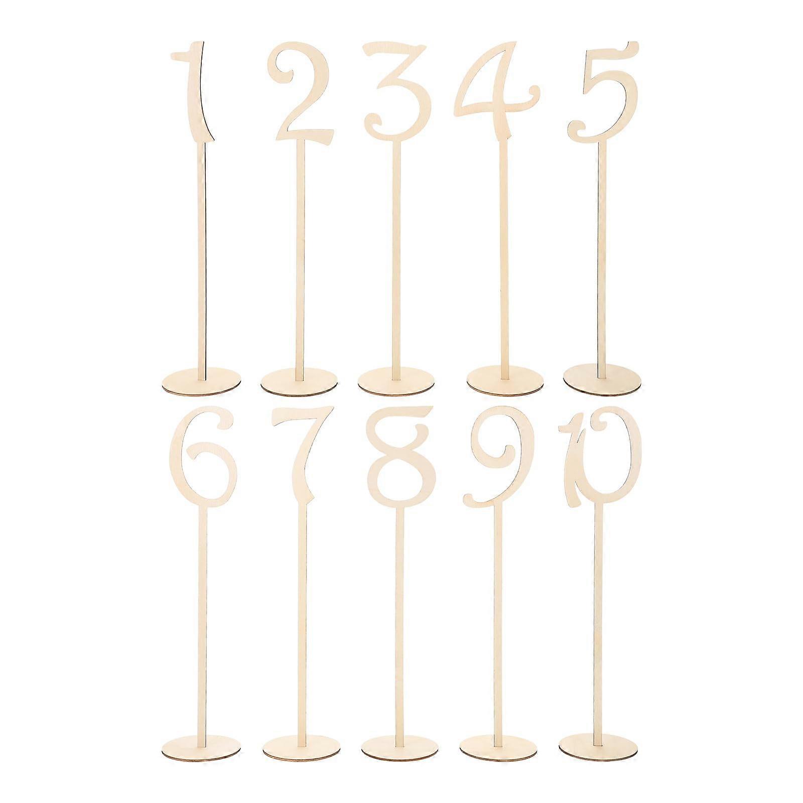 Wooden Table Number Holders Set of 10 with Bases for Wedding Reception Party Events 110