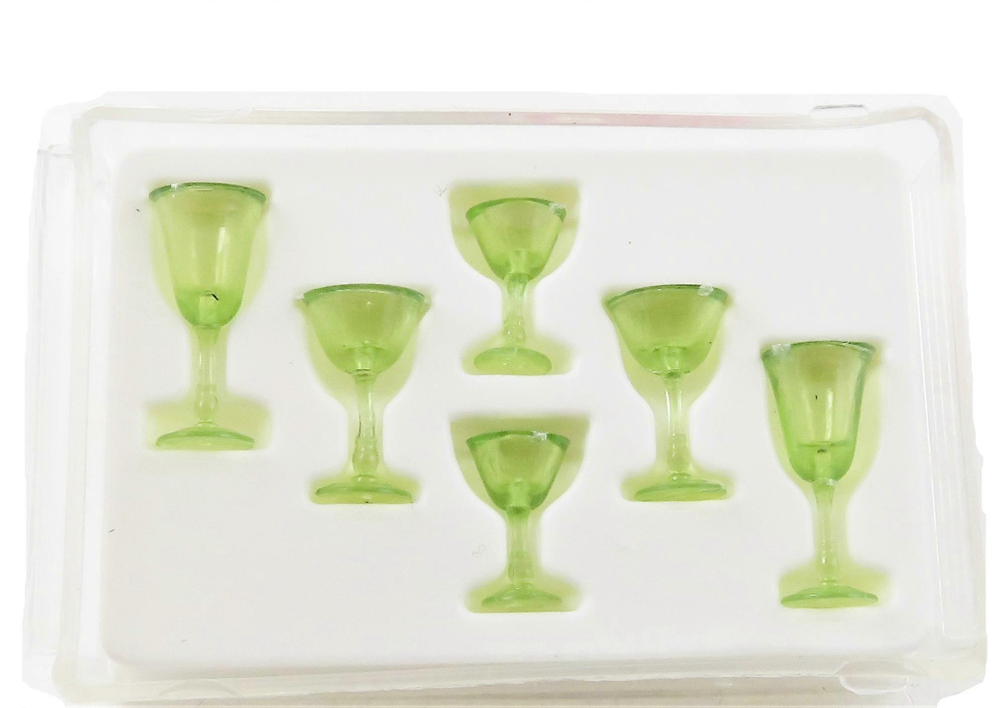 Κούκλες Σπίτι Πράσινο Cut Stemware γυαλιά που Chrysnbon μινιατούρα τραπεζαρία αξεσουάρ