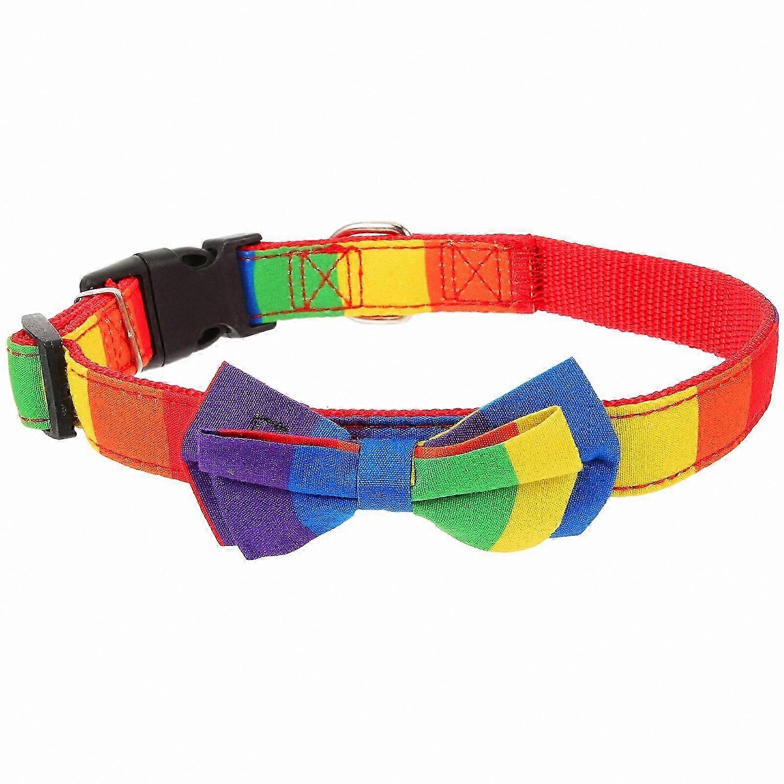 Rainbow Adjustable Fabric Collar for Small Pets Decorative Dog Collar Accessory