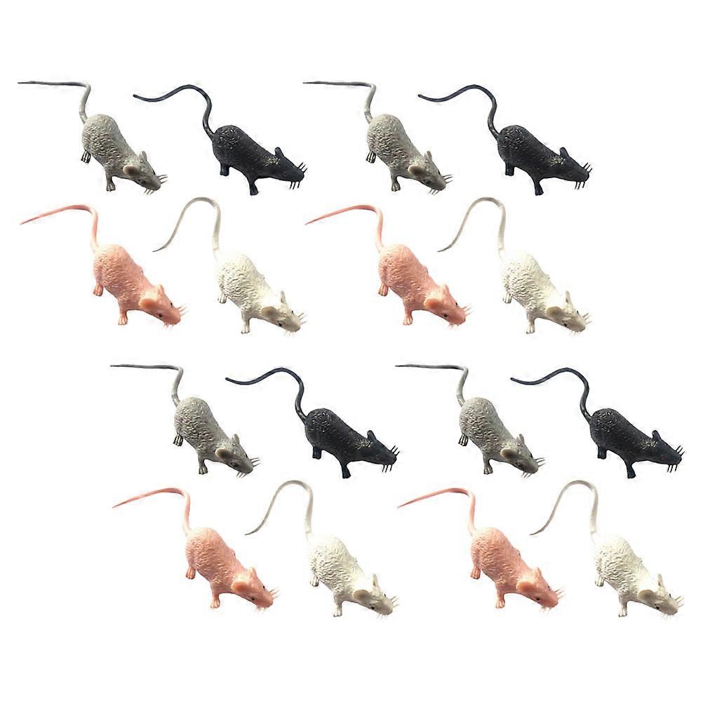 Tiny Mouse Model Plastic Mouse Figurines for Decor 16Pcs Assorted Color