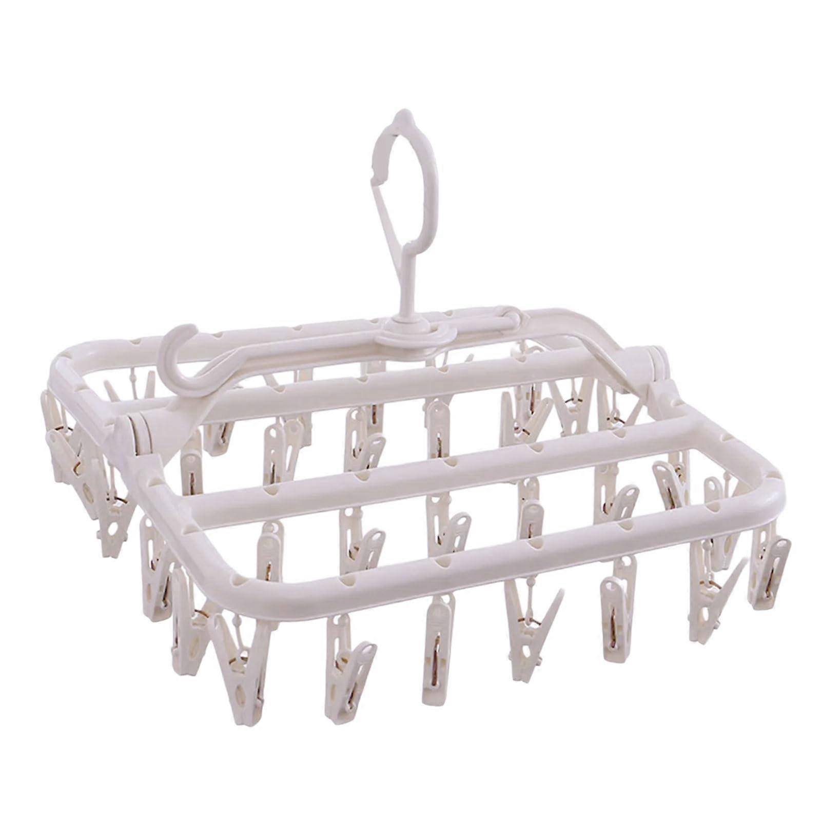 Foldable Clothes Drying Rack with Thickened Arms and Clips for Space Saving in Apartments Dorms
