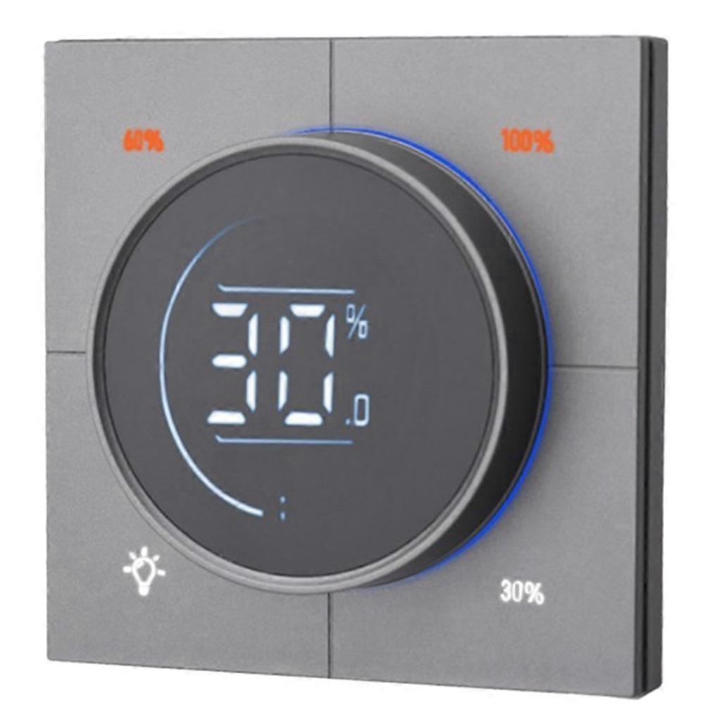 Infinite Knob MOSFET Dimmer Regulator Zigbee 3.0 PC Panel Wall Light Switch Digital LCD Trailing Edge Dimming Grey