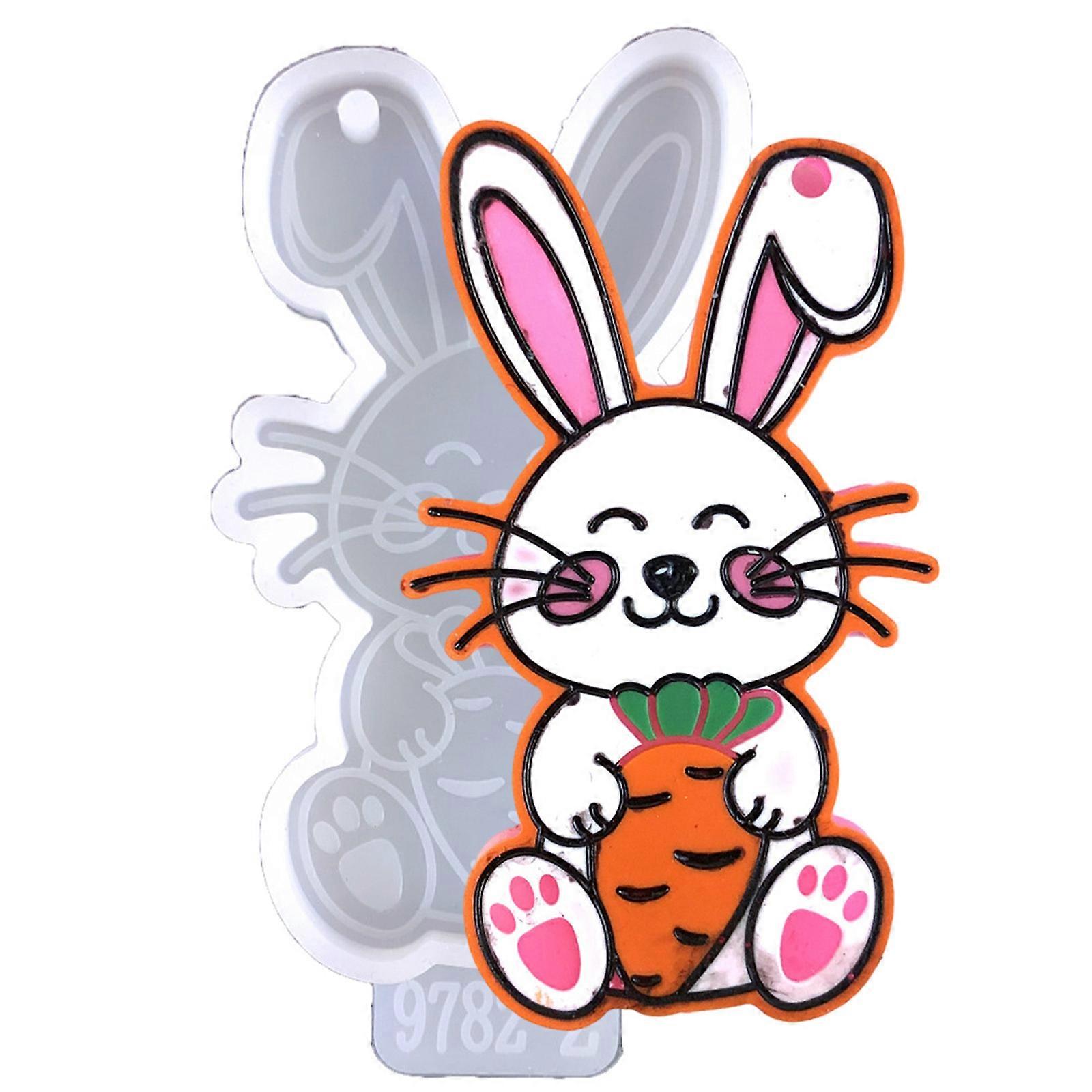 Cute Easter Rabbit Keyring Silicone Mold Individualized Rabbit Keychain Resin Mold Great for Easter themed DIY Projects Multicolor