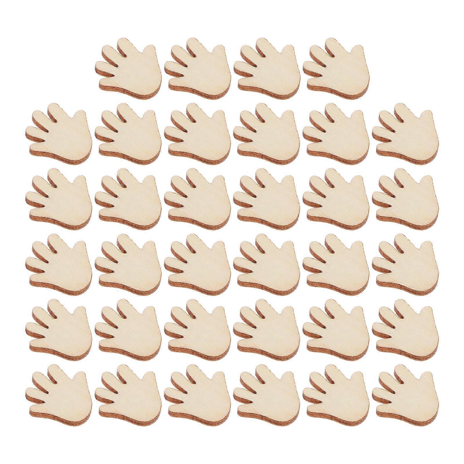 Crafting Buttons 100Pcs Simple Style Clothing Diy Projects Palm Shaped Decorative Wood