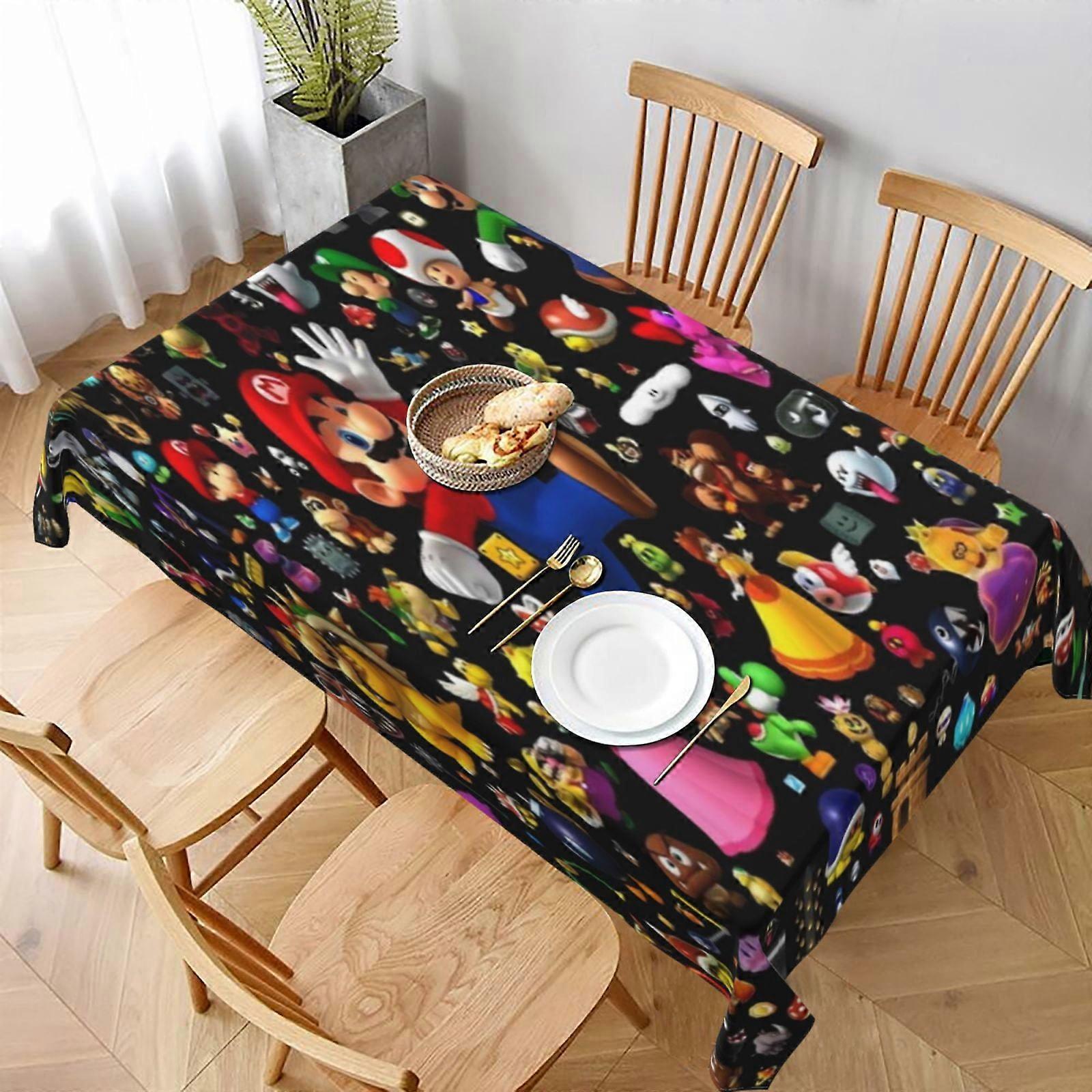 Mario Rectangular Tablecloth Water Resistance Antiwrinkle Spillproof Soft Fabric Table Cloth 60"X90"