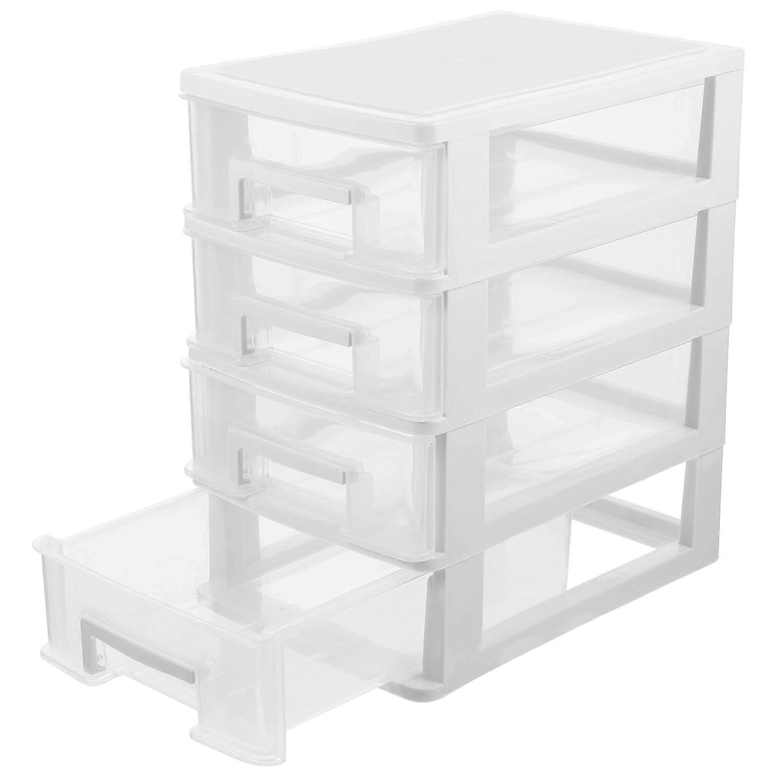 Transparent Stackable Storage Drawer Organizer Box Plastic 4Drawer Desktop Organizer 12x8x3 cm Office Organization