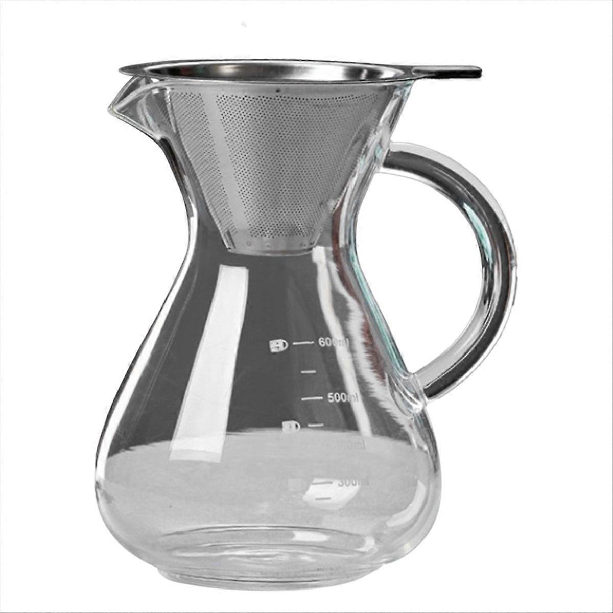 Glass Coffee Pot with Filter High Temperature Resistant 600ml