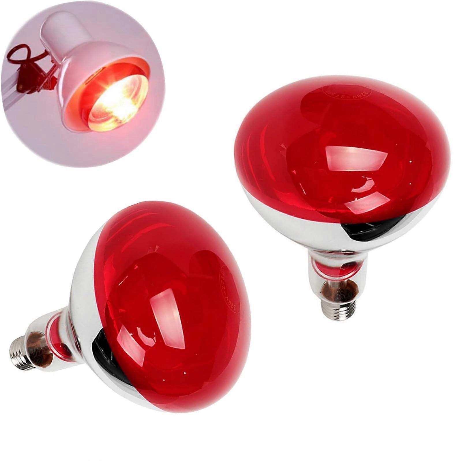 2 Pack 250W Infrared Heat Lamp Bulbs with E26 Base for Chickens, Poultry, Pets and Brooder Coop