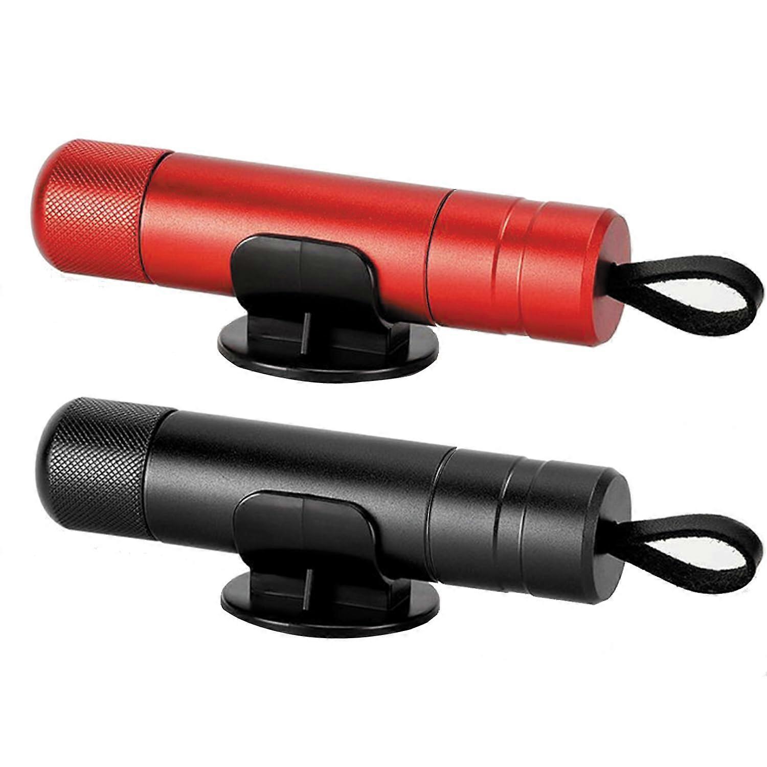 Car Emergency Escape Tool 2 Pack Black and Red, 2 in 1 Window Breaker with Seatbelt Cutter, Tungsten Steel Tip