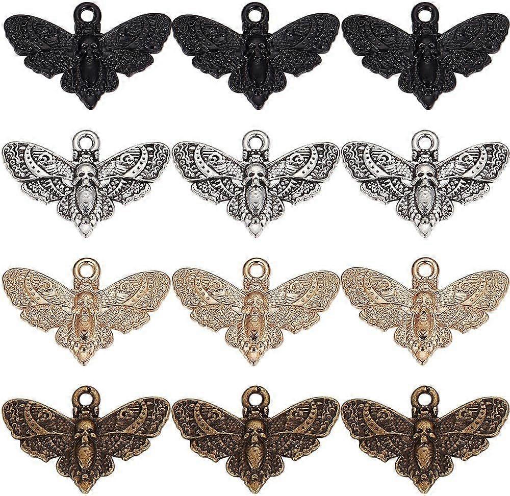 1 Box 80Pcs Moth Charms Gothic Style Small Moth Charms Bulk Black Head Moth Insect Charm Kit Butterfly Charms for Jewelry Making Charm DIY Earring Cra