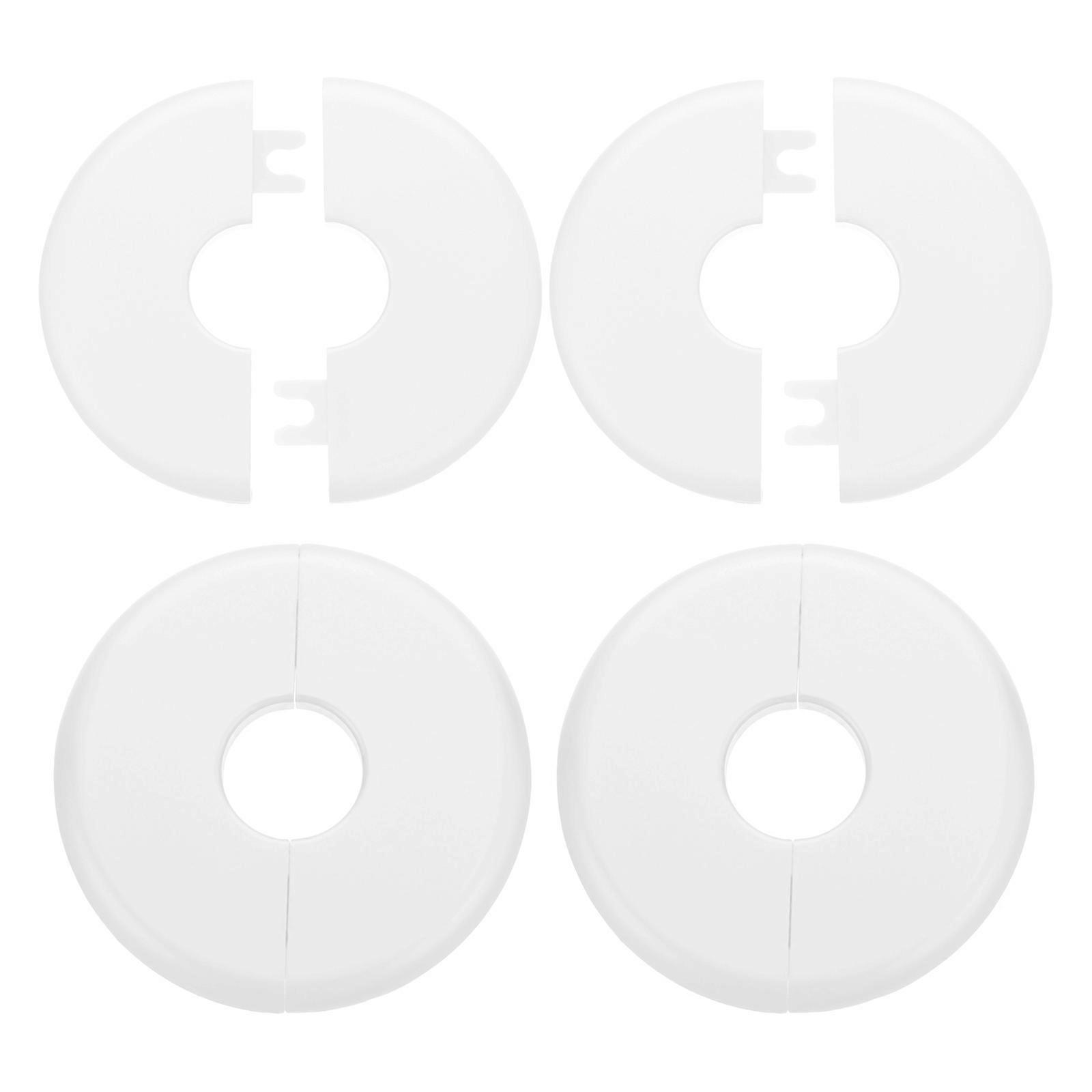 Wall Split Flange Pipe Cover Plates for Wall Decoration 4Pcs White Ppr
