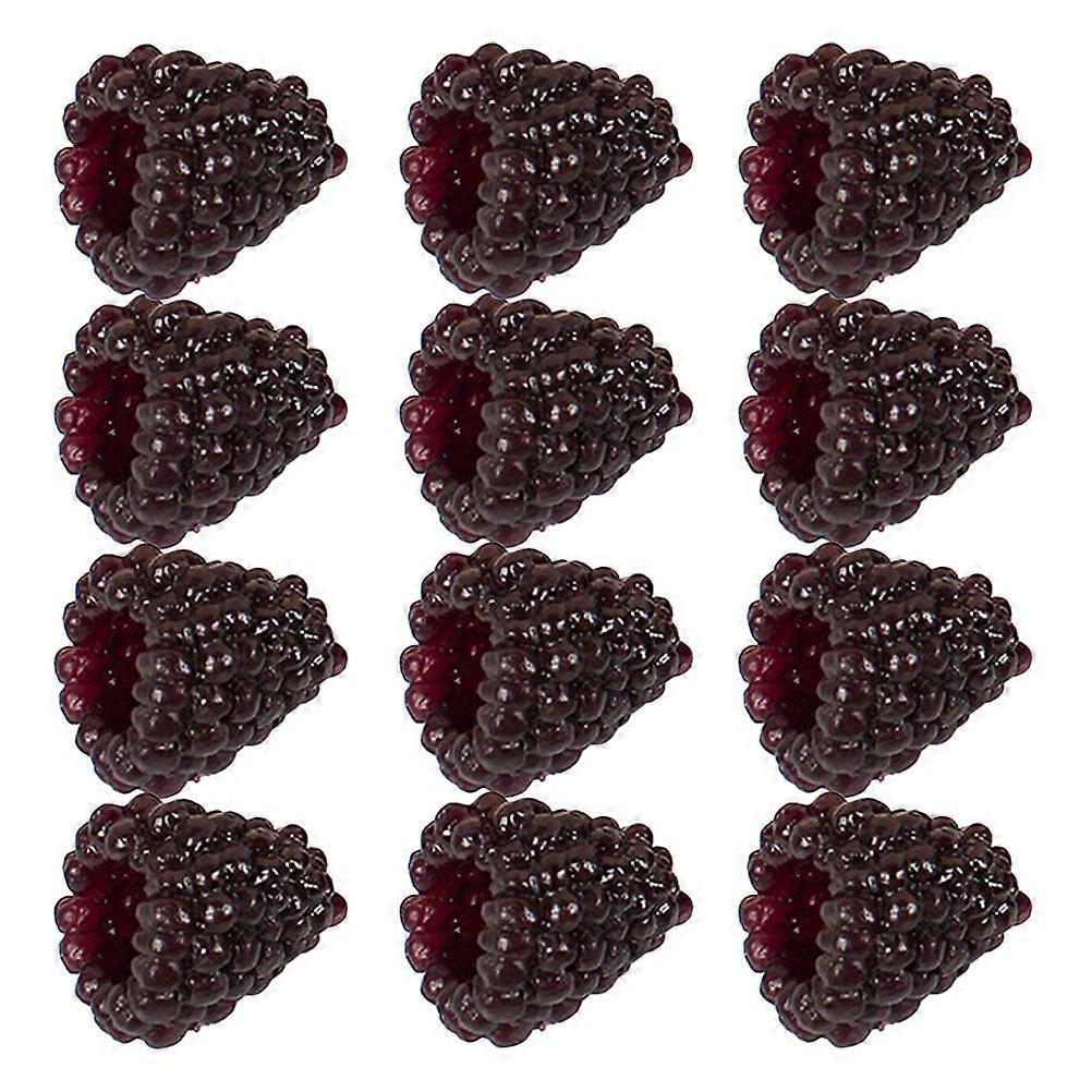 Fake Raspberry Artificial Raspberry for Decoration 12Pcs Black PVC Fruit Model