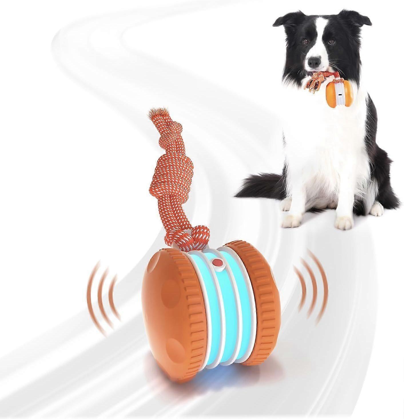 Interactive Dog Toys, Random Path Electric Automatic Moving and Rolling Dogs Toy with Rope for Small Medium Large Dogs, Motion-Activated Dog Stimulati